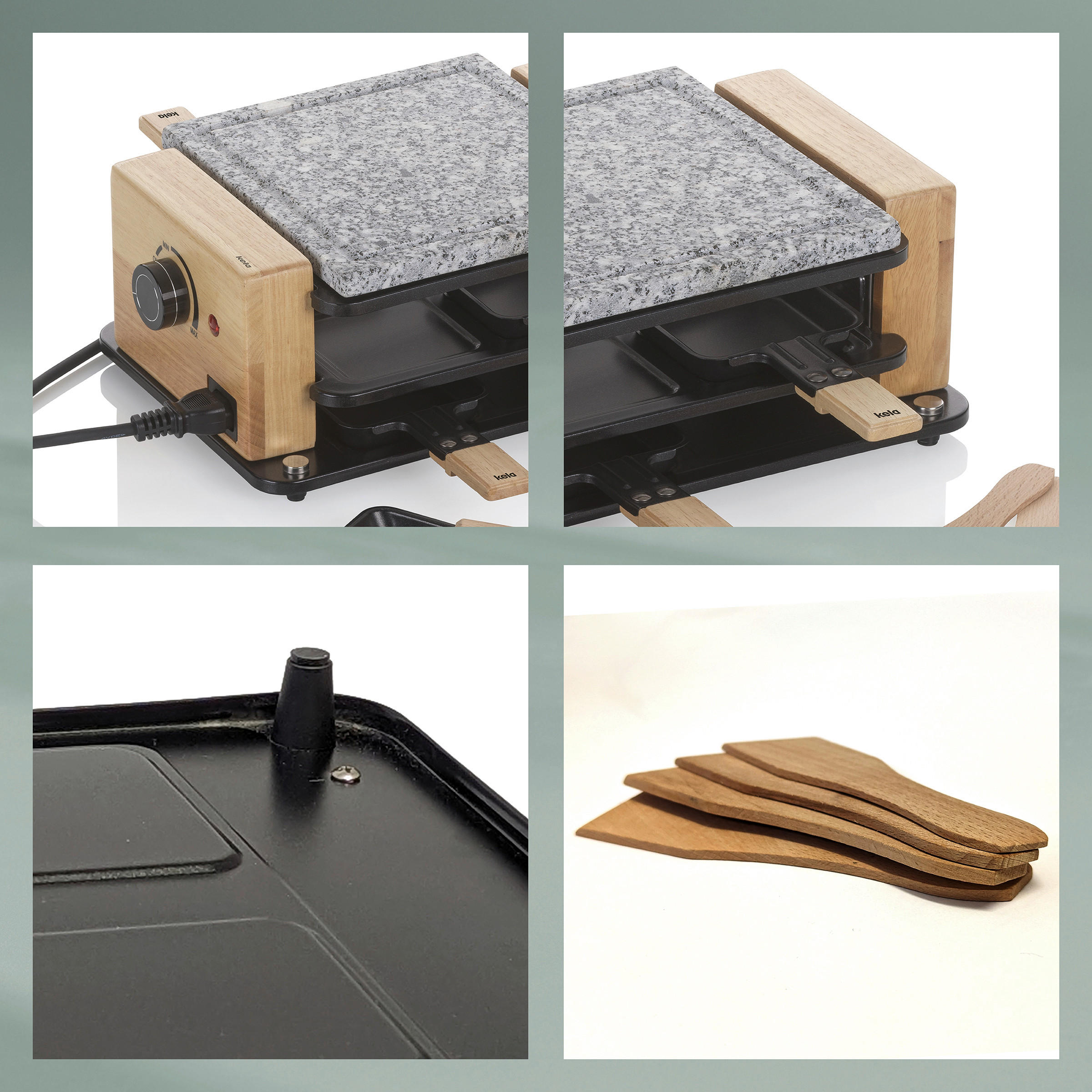 RACLETTE-GRILL Bedretto  - Schwarz, Basics, Stein (27/11/13cm) - Kela