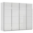 SCHWEBETÜRENSCHRANK 271/223/68 cm 4-türig Grau, Weiß  - Chromfarben/Weiß, Design, Glas/Holzwerkstoff (271/223/68cm) - Novel