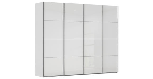 SCHWEBETÜRENSCHRANK 271/223/68 cm 4-türig Grau, Weiß - Chromfarben/Weiß, Design, Glas/Holzwerkstoff (271/223/68cm) - Novel