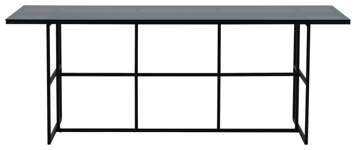 ESSTISCH in Metall, Glas 200/90/74 cm  - Schwarz, Design, Glas/Metall (200/90/74cm) - Livetastic