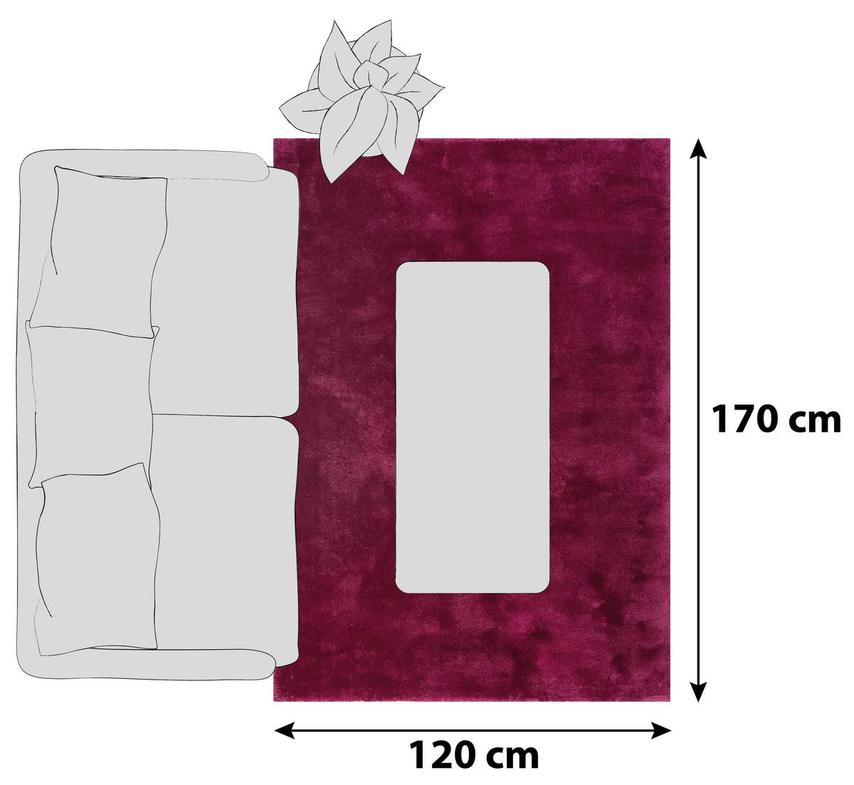 HOCHFLORTEPPICH 120/170 cm Relaxx Violett, Weinrot  - Violett/Weinrot, Basics, Textil (120/170cm) - Esprit