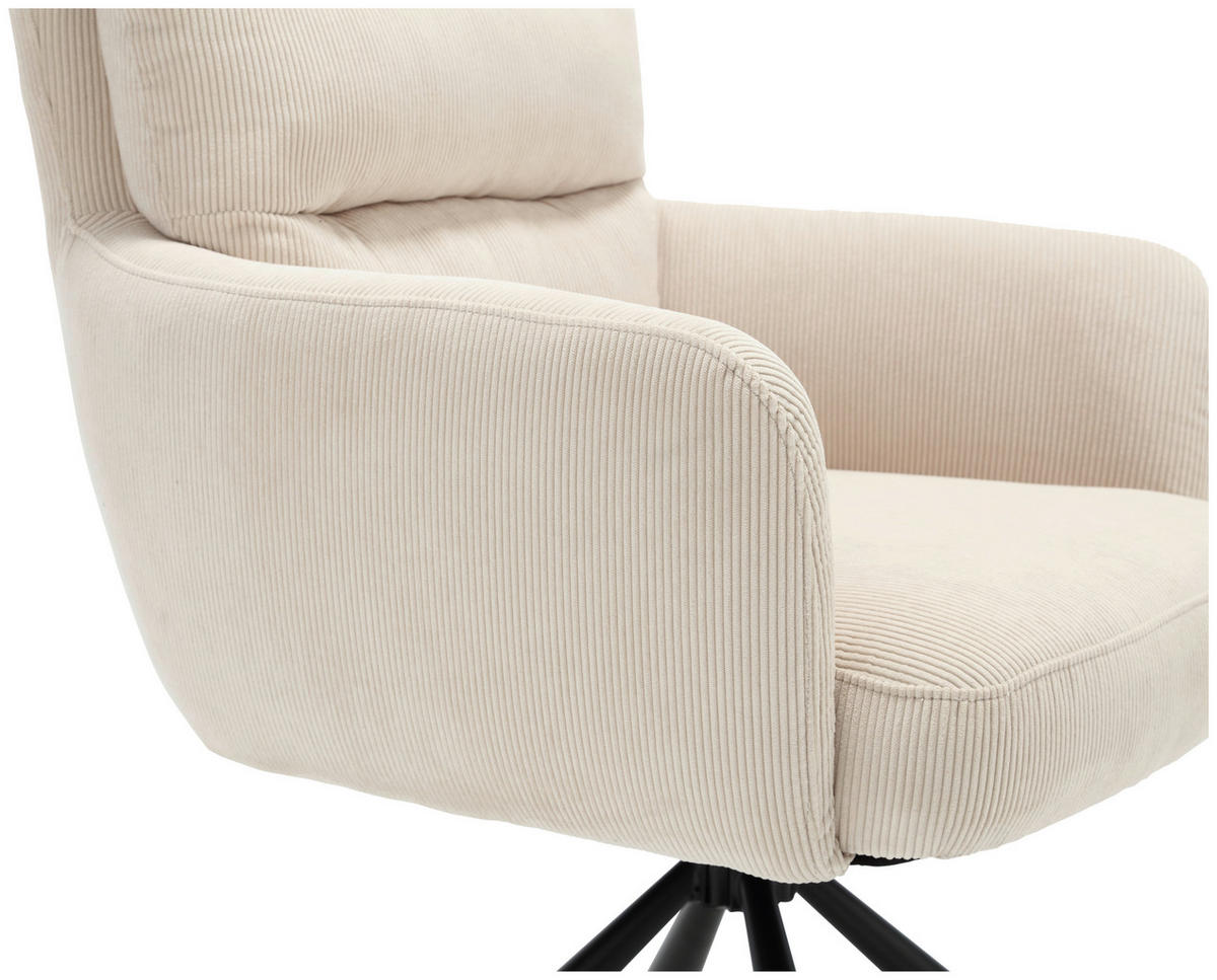 ARMLEHNSTUHL  in Cord  - Beige/Schwarz, KONVENTIONELL, Textil/Metall (58/94/67cm) - Boxxx