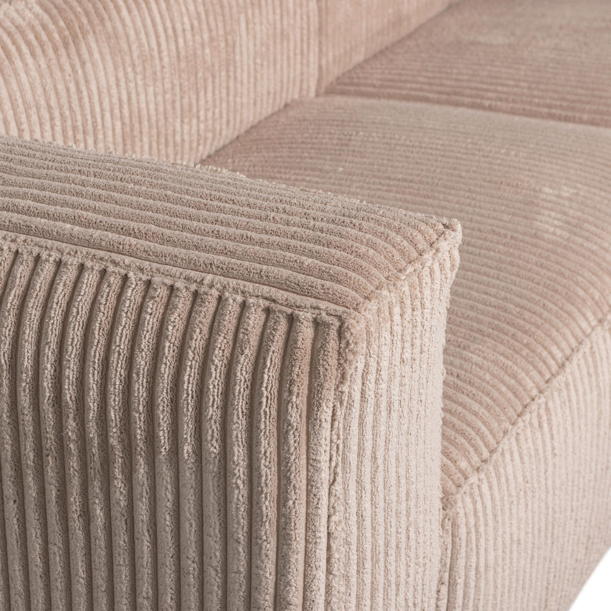 ECKSOFA Bean Beige Cord  - Beige/Schwarz, Design, Kunststoff/Textil (254/178cm) - Livetastic