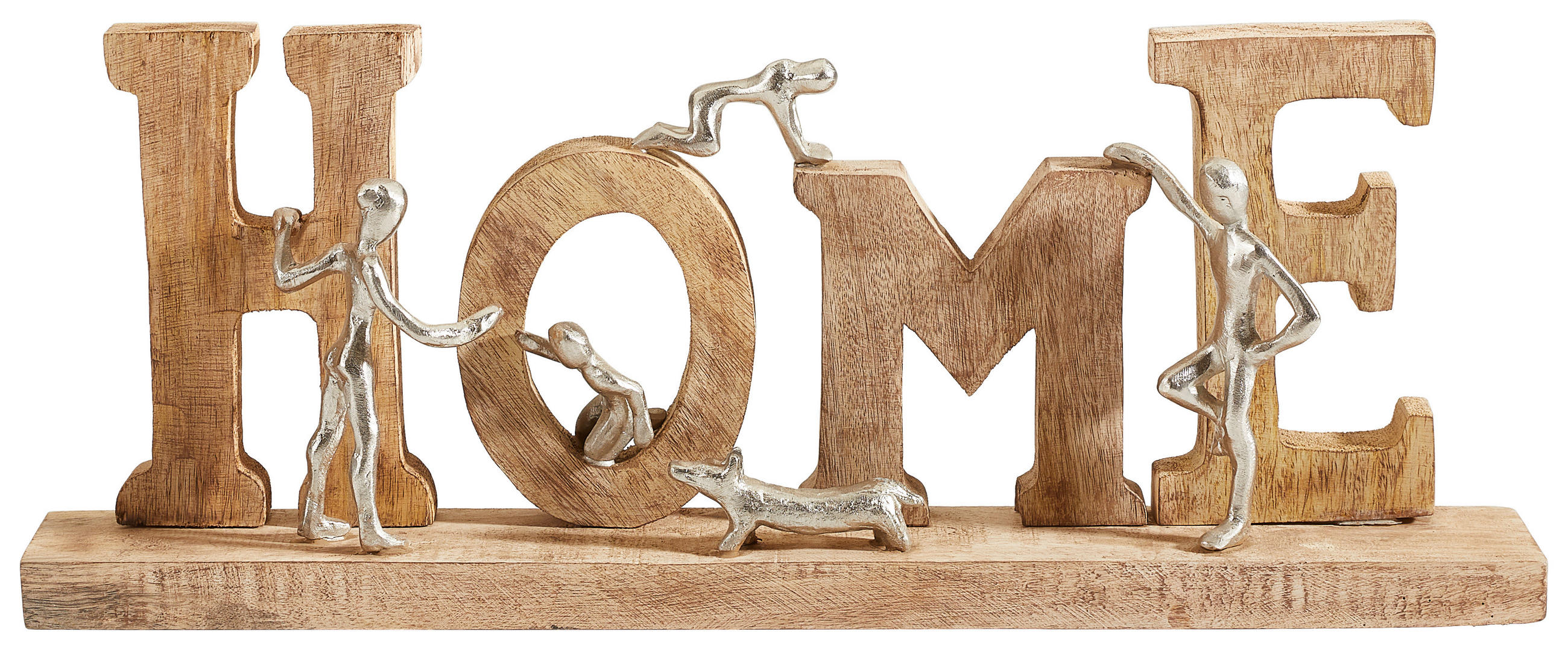Inscripție Decorativă - culoare nichel/culoare natur, Natur, lemn/metal (59/23/8cm) - Ambia Home
