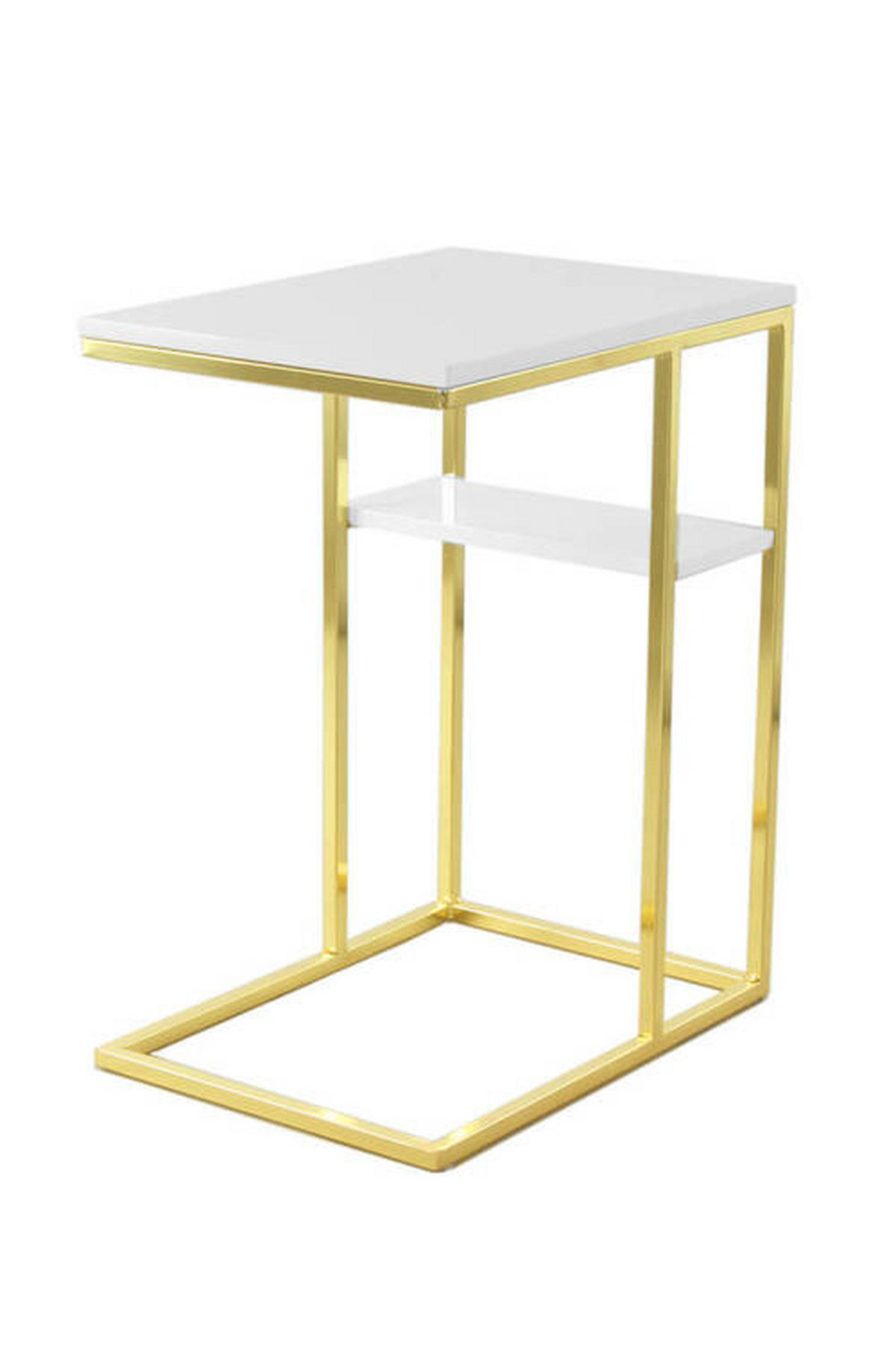 BEISTELLTISCH in Metall 48/35/62 cm  - Weiss/Goldfarben, Modern, Metall (48/35/62cm) - Kayoom