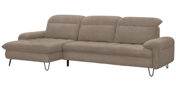 ECKSOFA in Flachgewebe Braun  - Schwarz/Braun, LIFESTYLE, Textil/Metall (180/310cm) - Valnatura