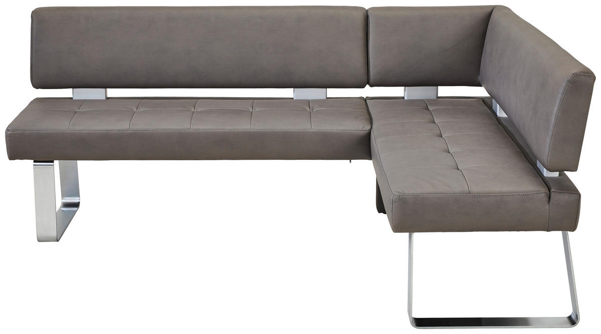 ECKBANK 203/156 cm Mikrofaser Anthrazit   - Edelstahlfarben/Anthrazit, Design, Textil/Metall (203/156cm) - Moderano