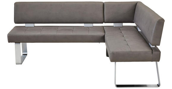 ECKBANK 203/156 cm Mikrofaser Anthrazit   - Edelstahlfarben/Anthrazit, Design, Textil/Metall (203/156cm) - Moderano