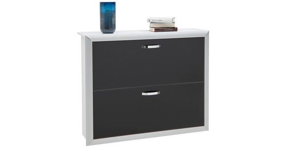 SCHUHSCHRANK Schwarz, Weiß, Alufarben - Chromfarben/Schwarz, Design, Glas/Metall (109/88/32cm) - Dieter Knoll