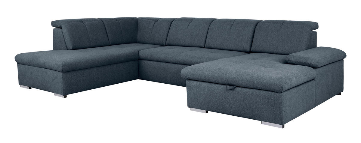 WOHNLANDSCHAFT in Dunkelblau  - Dunkelblau/Grau, Design, Textil/Metall (215/328/173cm) - MID.YOU