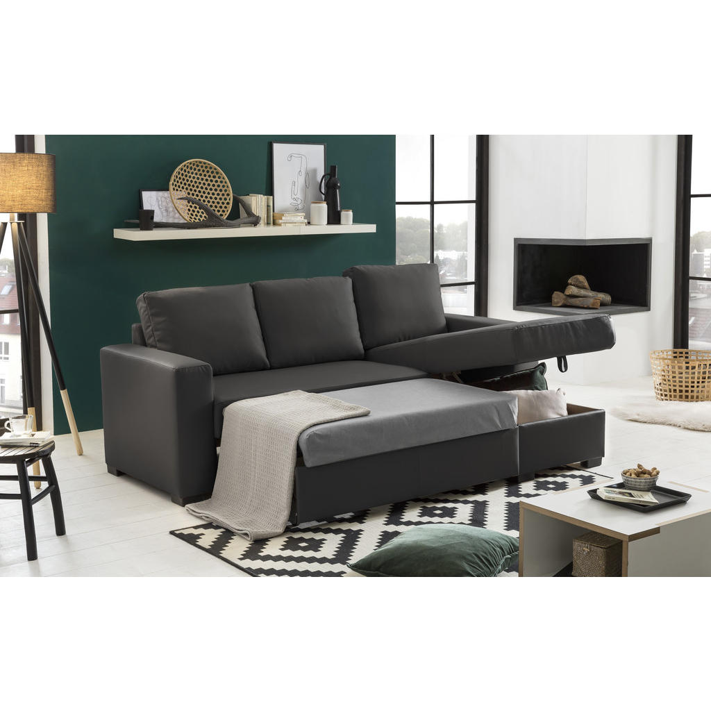 Thumbnail - Mid.you Ecksofa, Dunkelgrau, Textil, 4-Sitzer, L-Form, links montierbar, rechts montierbar, 220x150 cm, Liegefunktion, R...