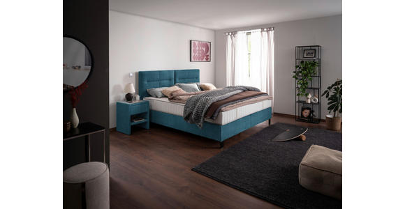 BOXSPRINGBETT 200/220 cm  in Blau  - Blau/Schwarz, KONVENTIONELL, Textil/Metall (200/220cm) - Esposa