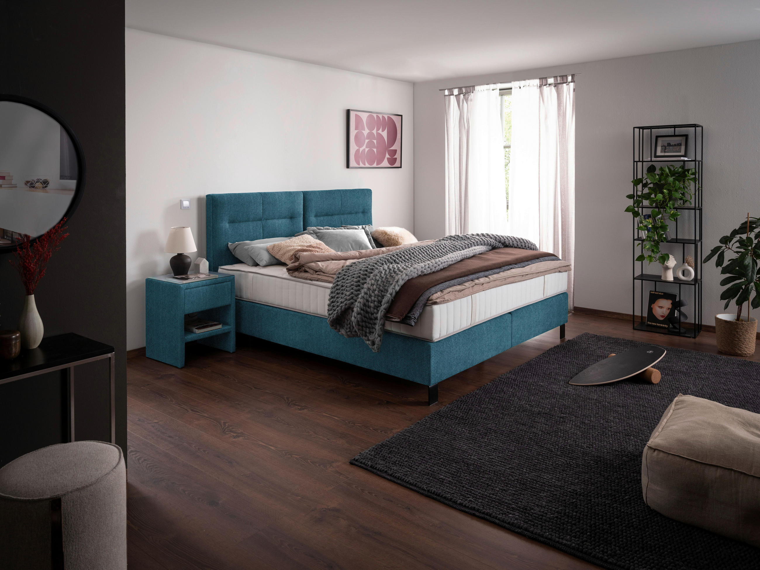 BOXSPRINGBETT 240/220 cm  in Blau  - Blau/Schwarz, Konventionell, Textil/Metall (240/220cm) - Esposa