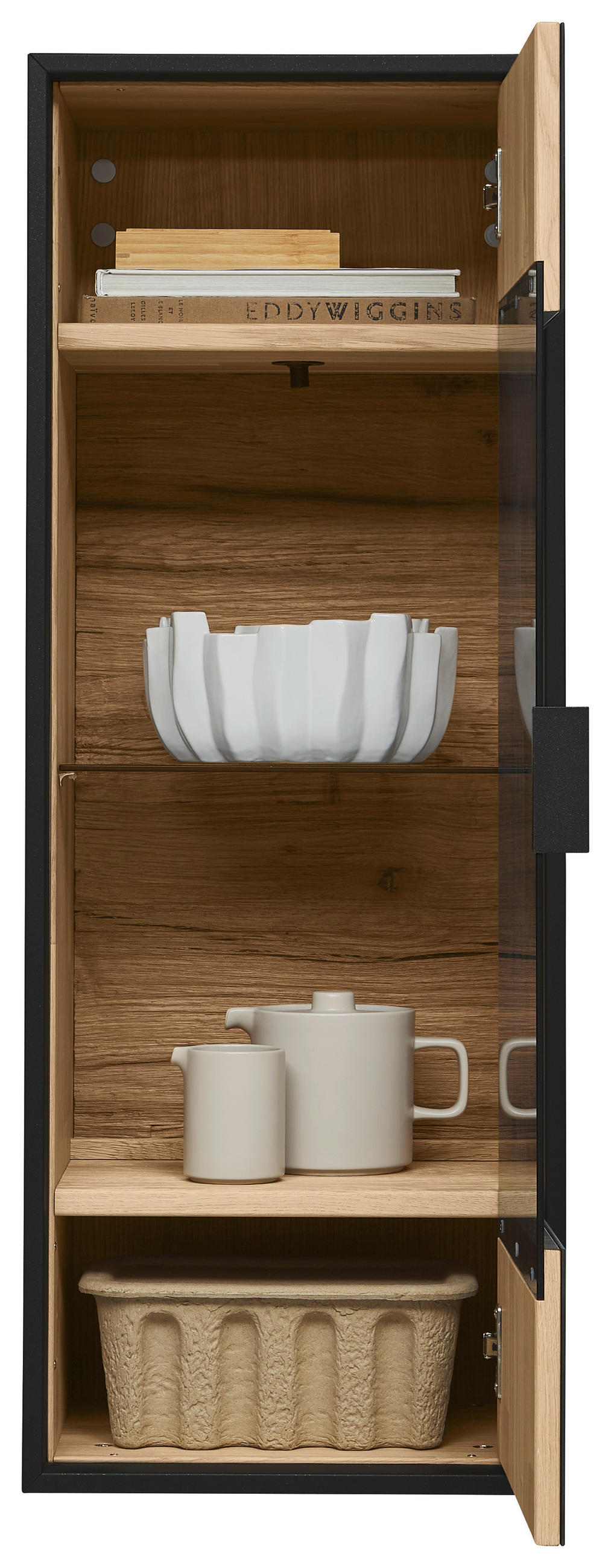 HÄNGEVITRINE in Graphitfarben, Eichefarben   - Eichefarben/Graphitfarben, Natur, Glas/Holz (38,4/115,2/33cm) - Valdera