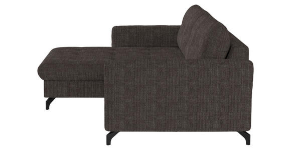 ECKSOFA in Flachgewebe, Leinenoptik Braun  - Schwarz/Braun, Design, Textil/Metall (170/242cm) - Xora