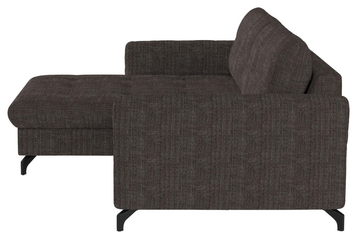ECKSOFA in Flachgewebe, Leinenoptik Braun  - Schwarz/Braun, Design, Textil/Metall (170/242cm) - Xora