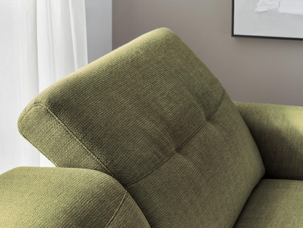 ECKSOFA in Struktur Olivgrün  - Eichefarben/Schwarz, Design, Holz/Textil (163/305cm) - Novel