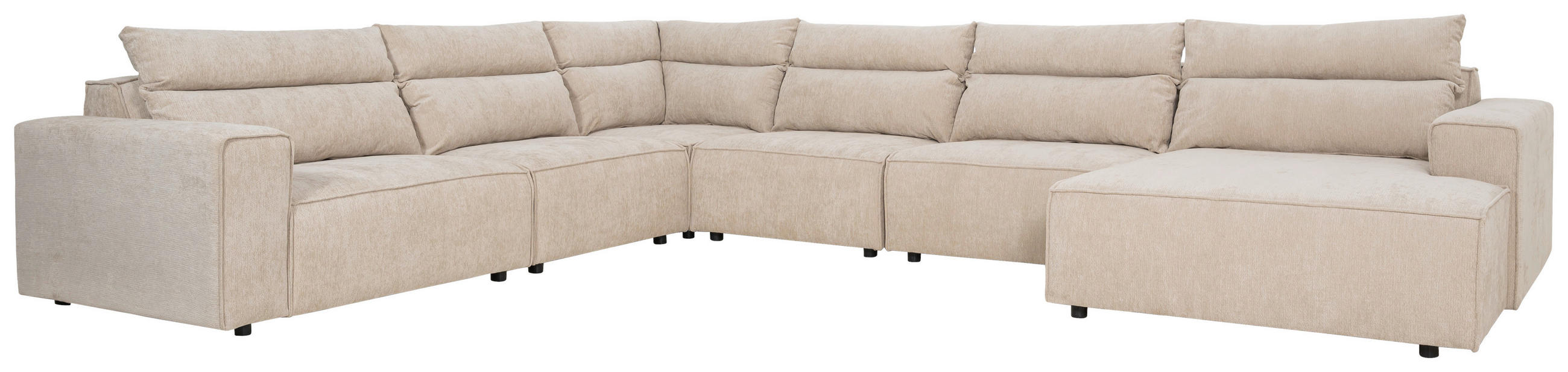SOFFA i flatväv beige  - beige/svart, Klassisk, metall/trä (408/86/318cm) - Novel