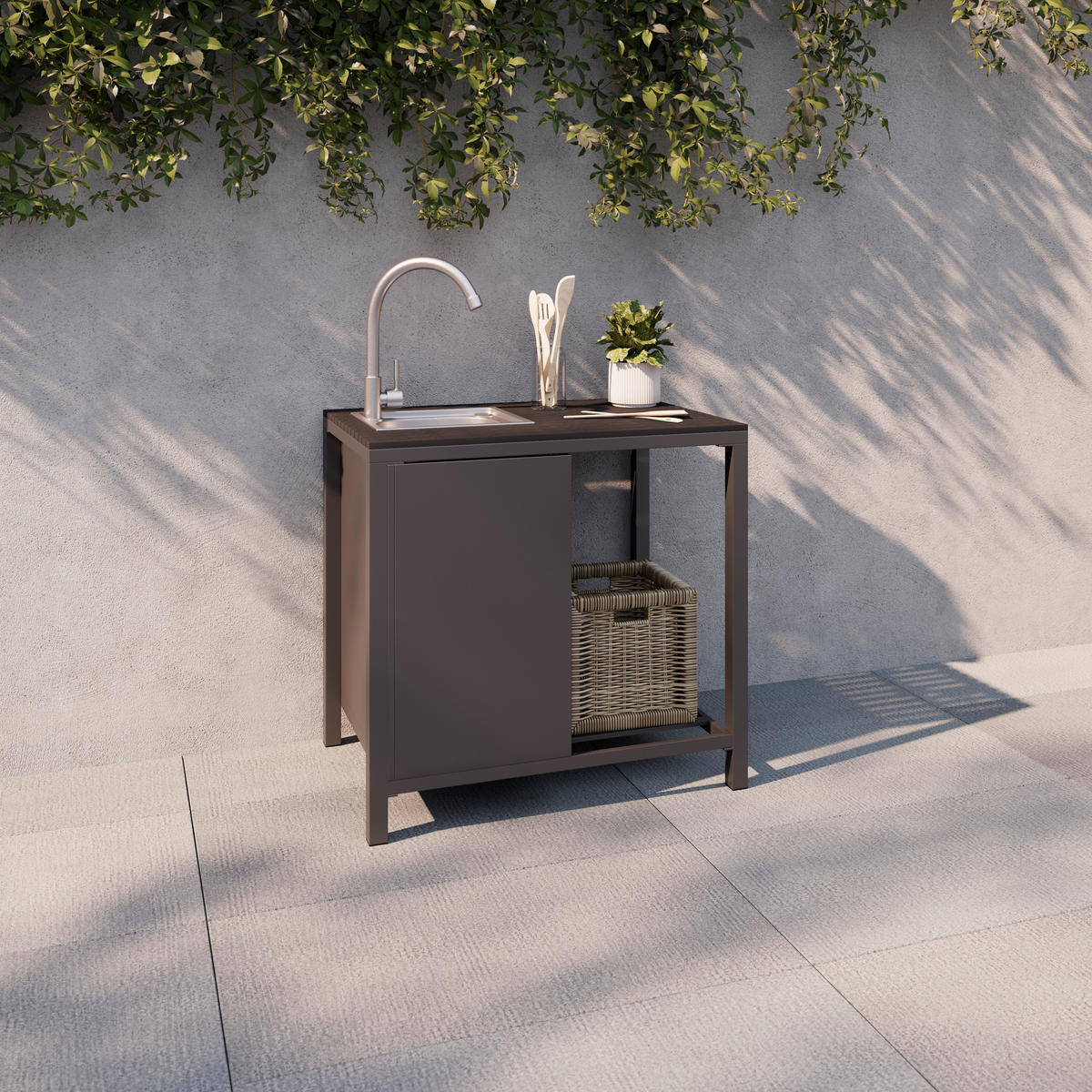 OUTDOORKÜCHE - Anthrazit, MODERN, Kunststoff/Metall (90/84/61,5cm) - Ambia Garden