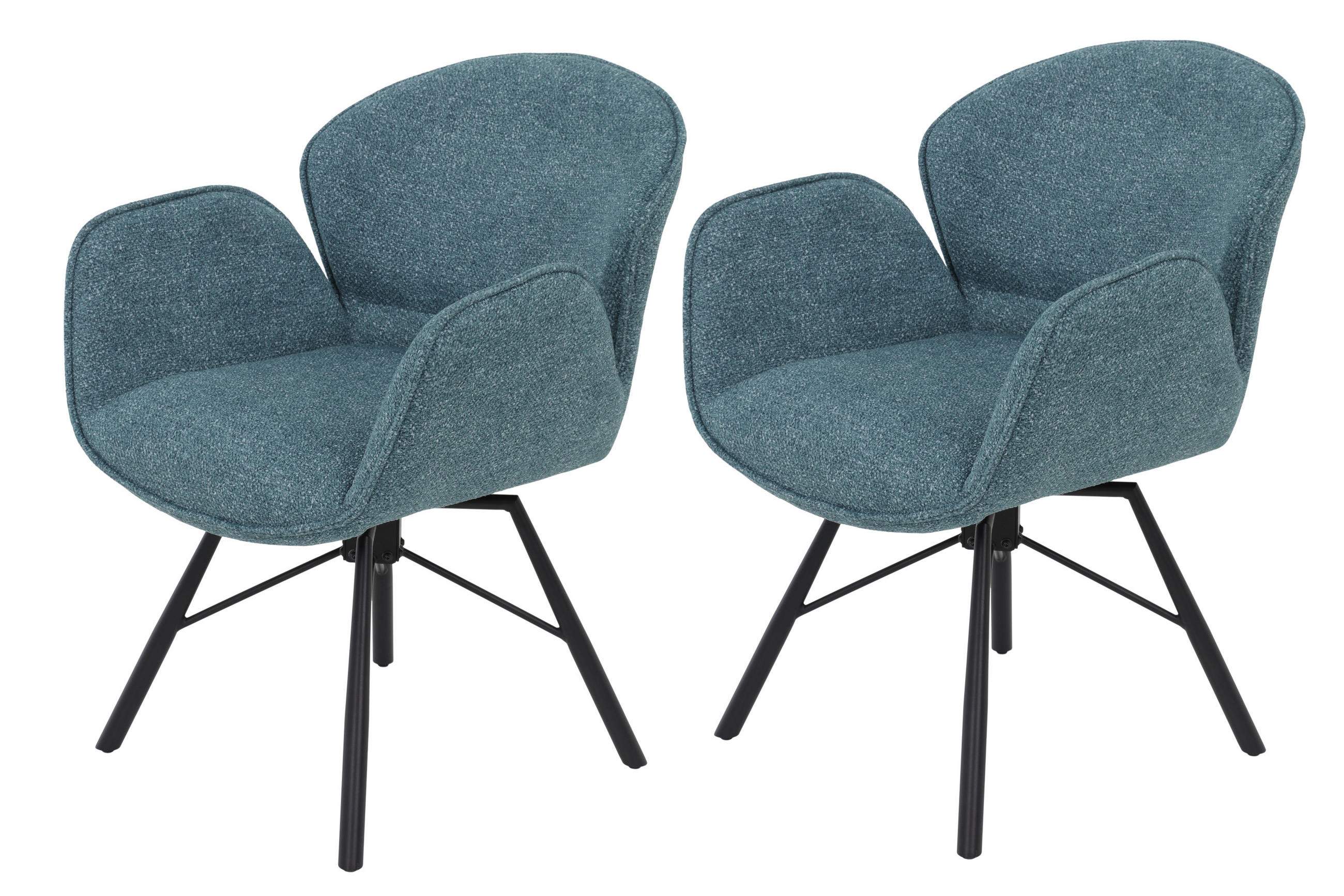 ARMLEHNSTUHL-SET 2 Stück  in Stahl Bouclé  - Salbeigrün/Schwarz, MODERN, Textil/Metall (62/83/66cm) - MID.YOU