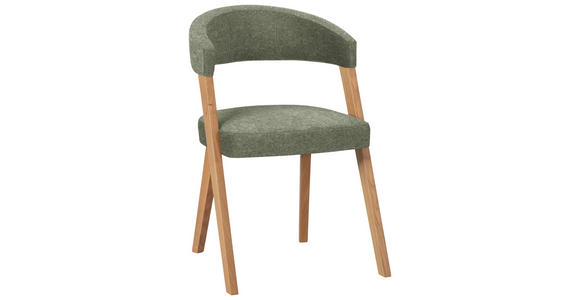 STUHL in Holz, Textil Grün, Wildeiche - Wildeiche/Eichefarben, MODERN, Holz/Textil (56/81/66cm) - Venda