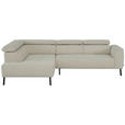ECKSOFA in Feincord Beige  205/280 cm  - Beige/Schwarz, Design, Textil/Metall (205/280cm) - Xora