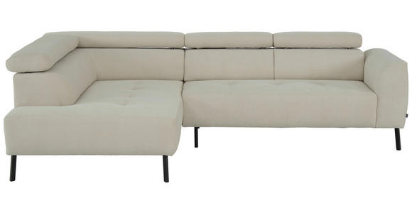 ECKSOFA in Feincord Beige  205/280 cm  - Beige/Schwarz, Design, Textil/Metall (205/280cm) - Xora