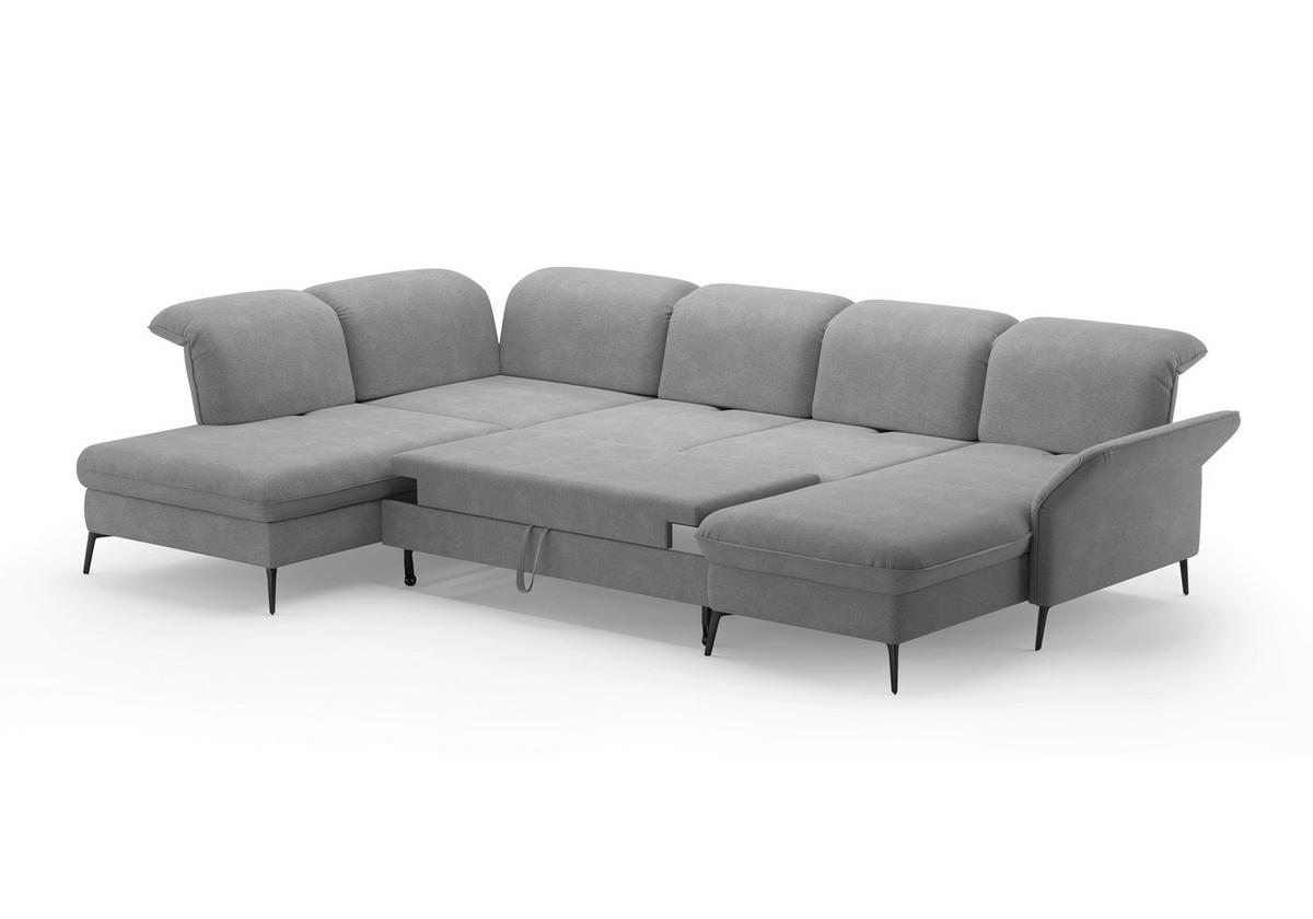 WOHNLANDSCHAFT in Flachgewebe Grau  - Schwarz/Grau, Konventionell, Textil/Metall (231/359/198cm) - Sit & More
