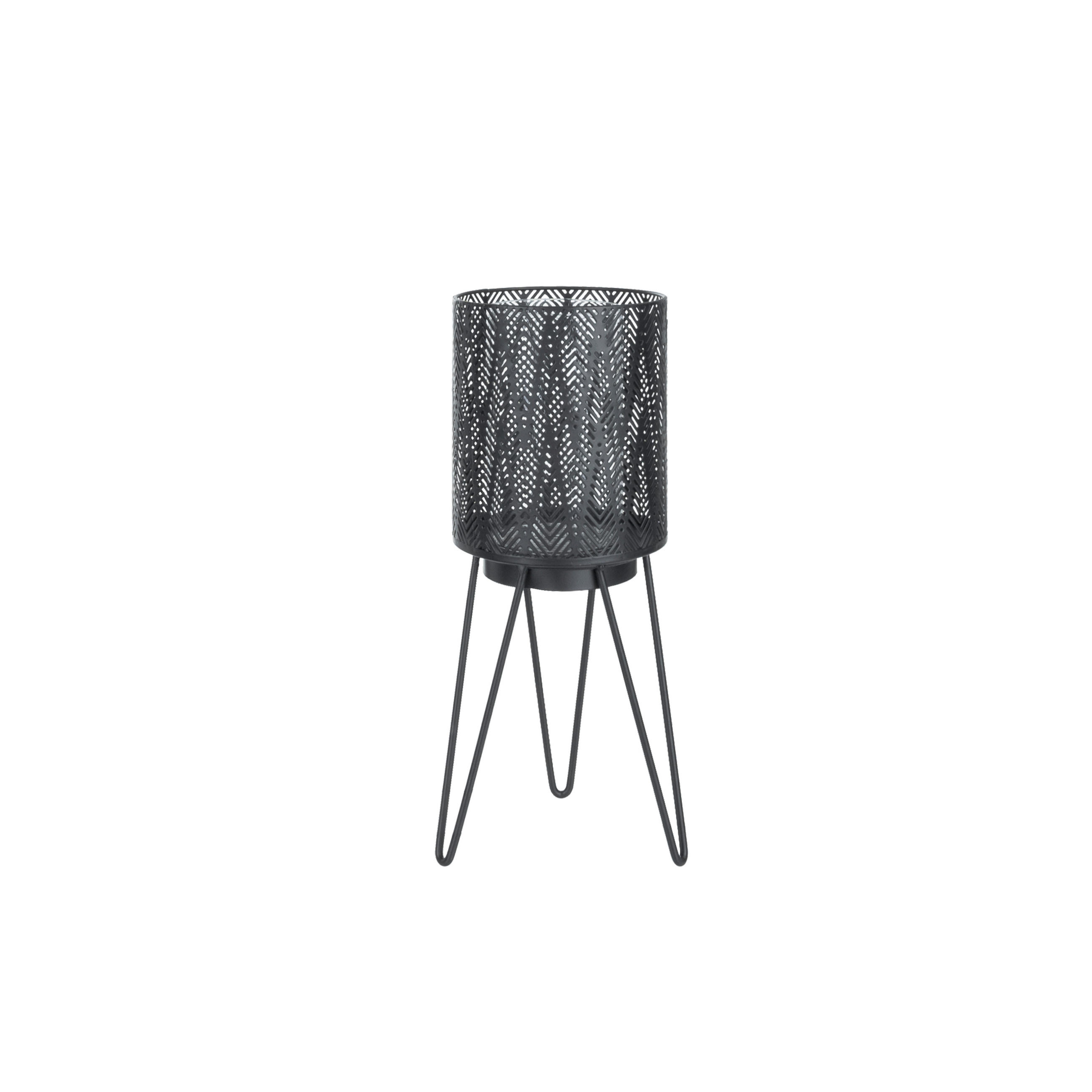 LATERNA ZA SVEČO - črna, Trend, kovina/steklo (14/36cm) - Ambia Home