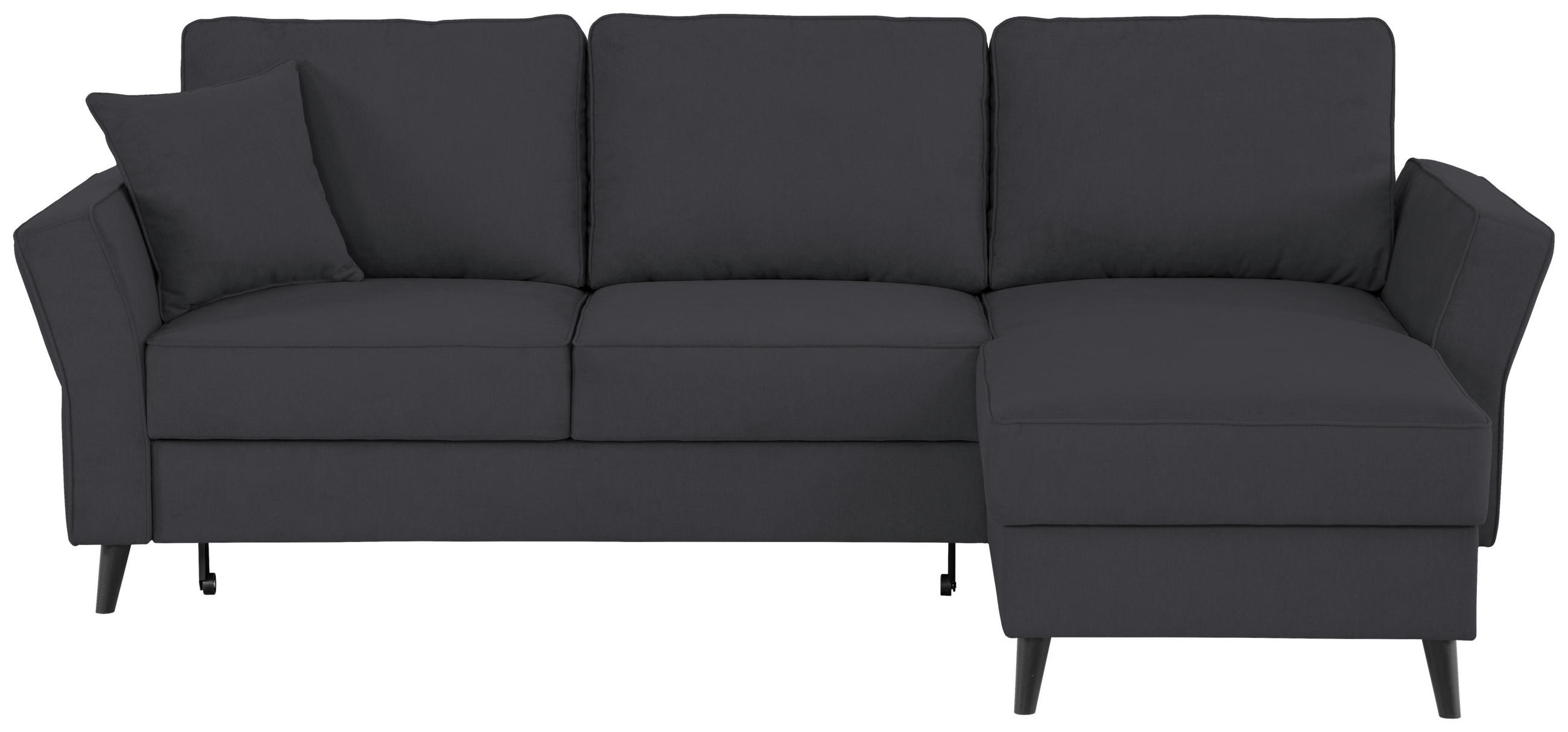ECKSOFA Schwarz Velours  - Schwarz, KONVENTIONELL, Holz/Textil (244/159cm) - Carryhome