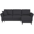 ECKSOFA in Velours Schwarz  - Schwarz, KONVENTIONELL, Holz/Textil (244/159cm) - Carryhome