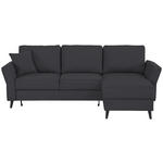 ECKSOFA Schwarz Velours  - Schwarz, KONVENTIONELL, Holz/Textil (244/159cm) - Carryhome