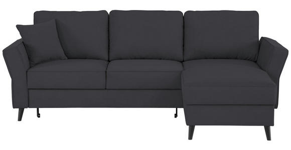 ECKSOFA Schwarz Velours - Schwarz, KONVENTIONELL, Holz/Textil (244/159cm) - Carryhome