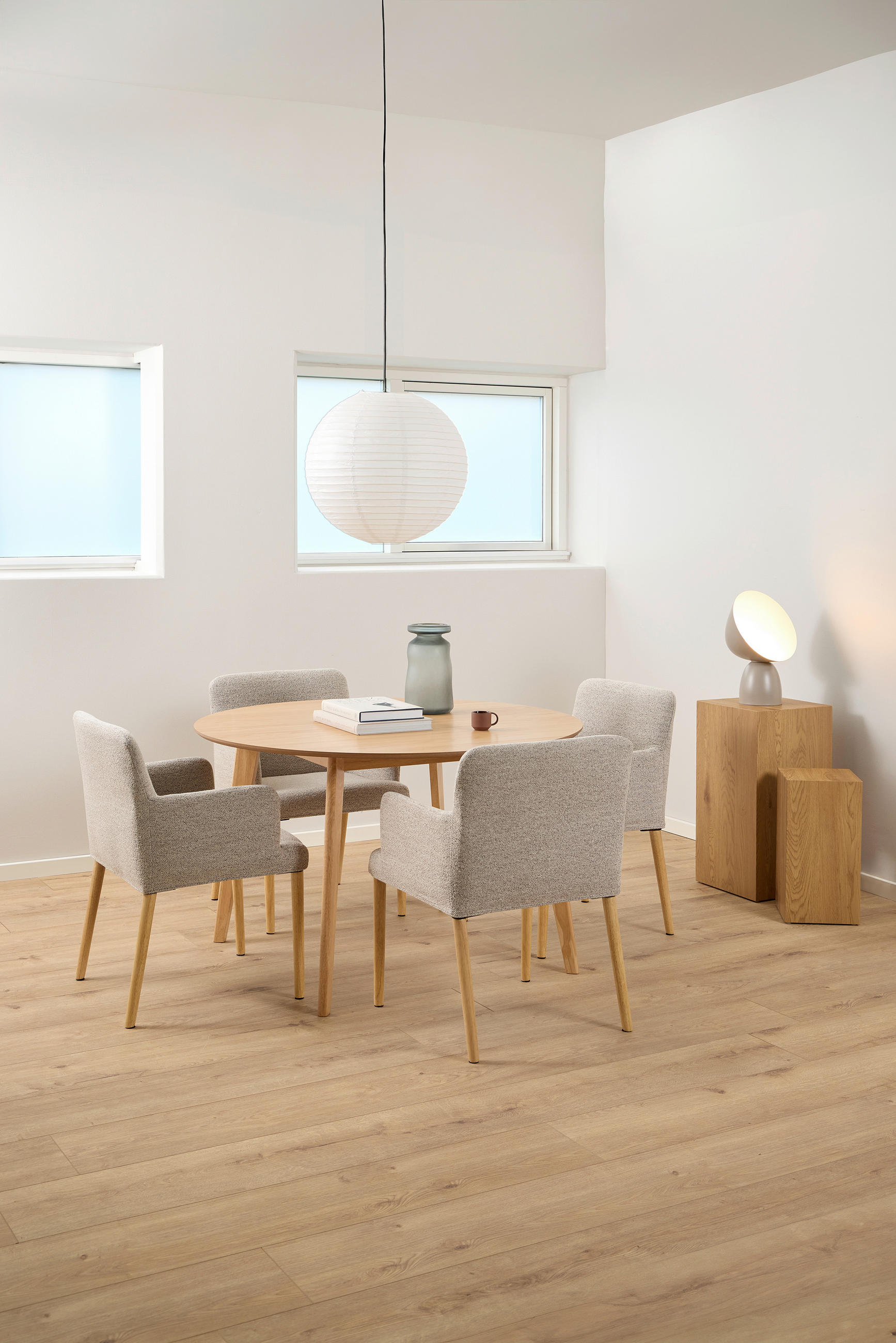ARMLEHNSTUHL  in Bouclé  - Eichefarben/Beige, Design, Holz/Textil (56/83/60cm) - MID.YOU