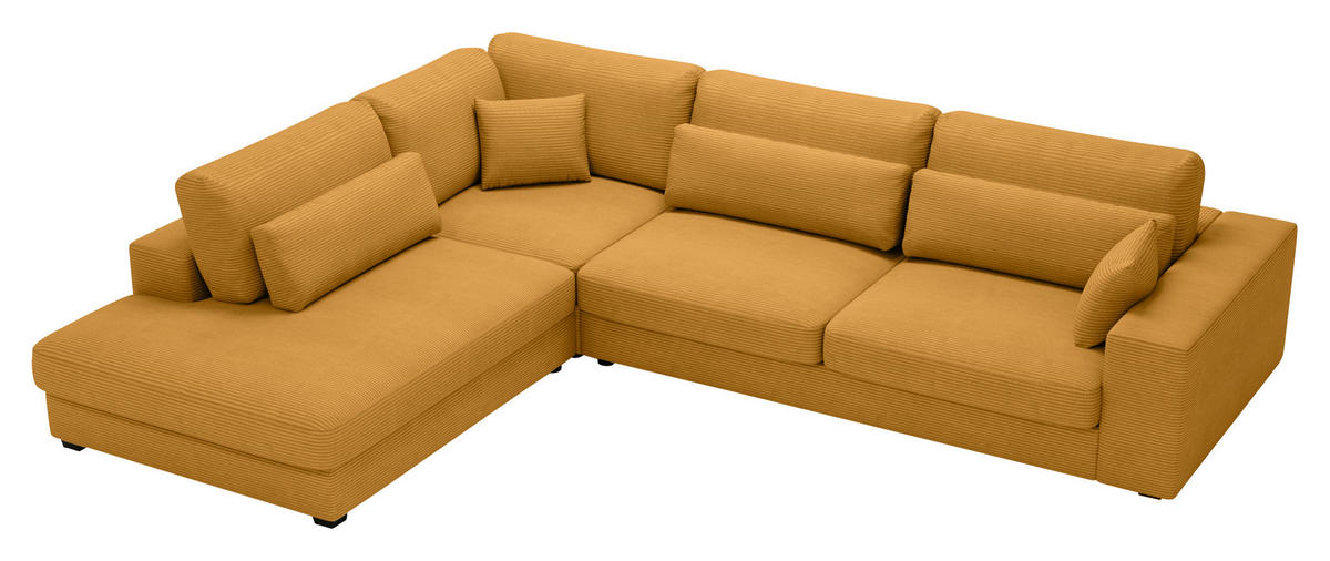 ECKSOFA in Cord Gelb  - Gelb/Schwarz, Konventionell, Kunststoff/Textil (250/314cm) - Carryhome