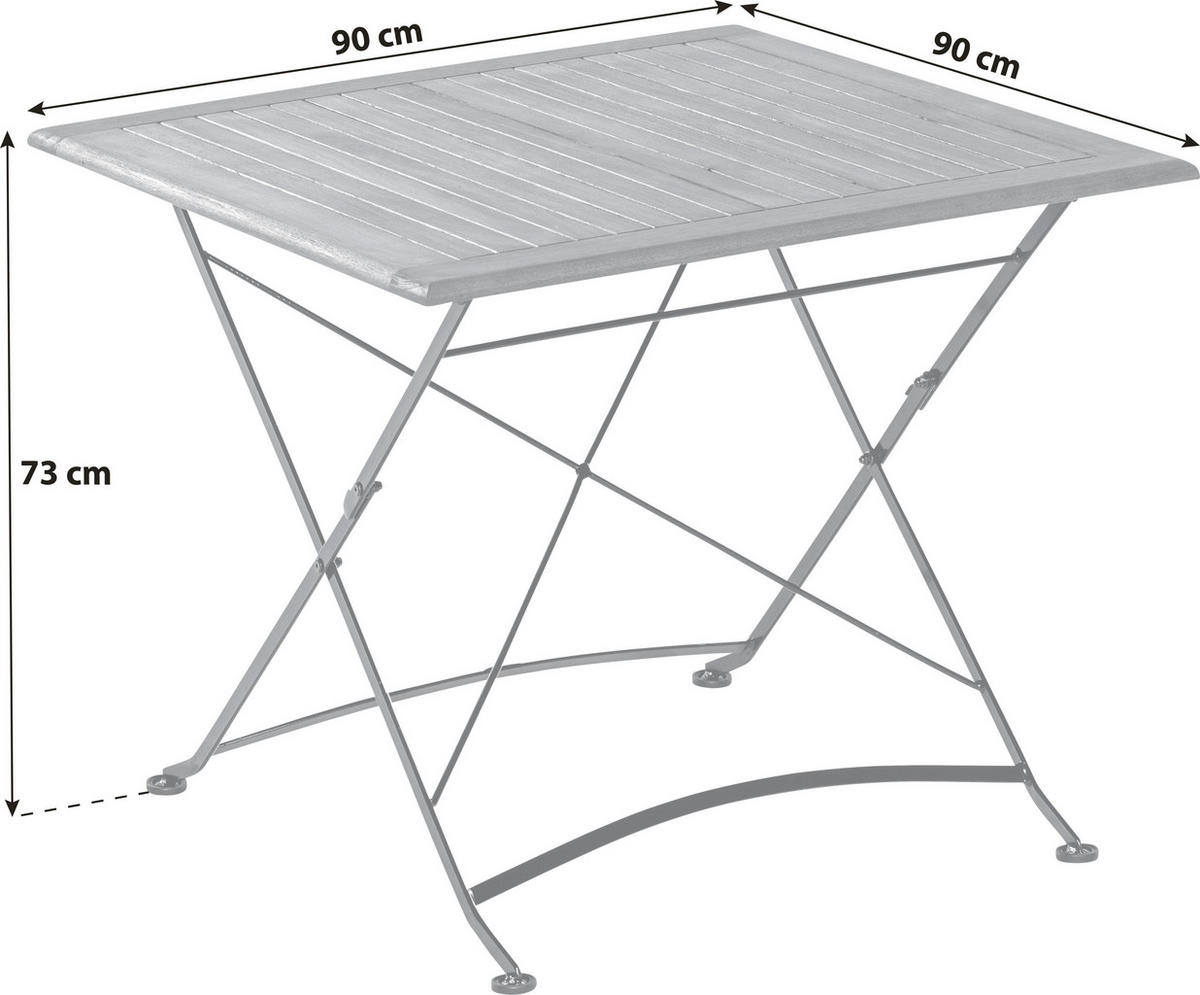 GARTENKLAPPTISCH 90/90/73 cm  - Graphitfarben/Naturfarben, KONVENTIONELL, Holz/Metall (90/90/73cm) - Gardenson