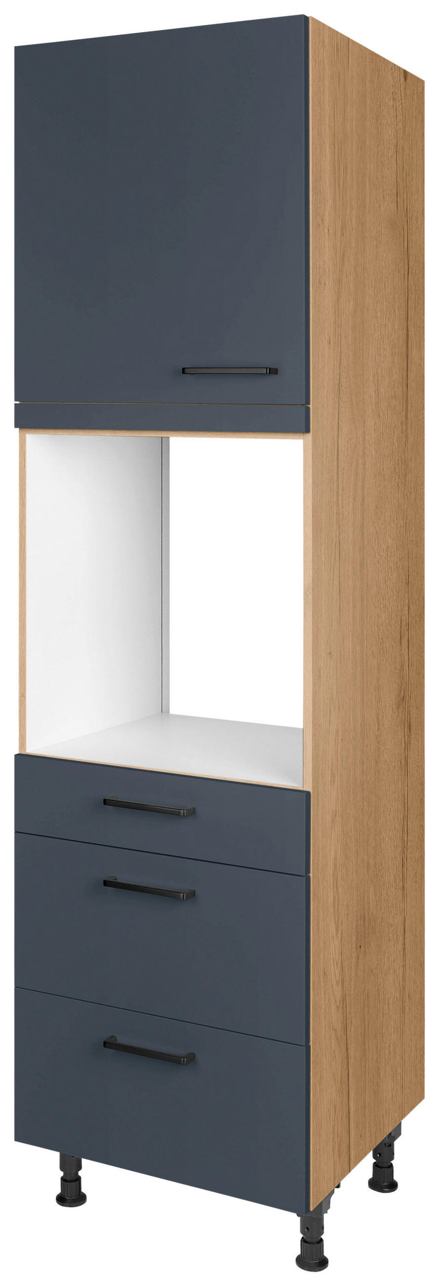 Nobilia Geräteumbauschrank Easytouch Blau, Eiche 60x216.6x58 cm