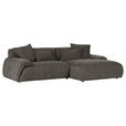 ECKSOFA Dunkelgrau Flachgewebe  - Dunkelgrau/Schwarz, KONVENTIONELL, Kunststoff/Textil (274/174cm) - Carryhome