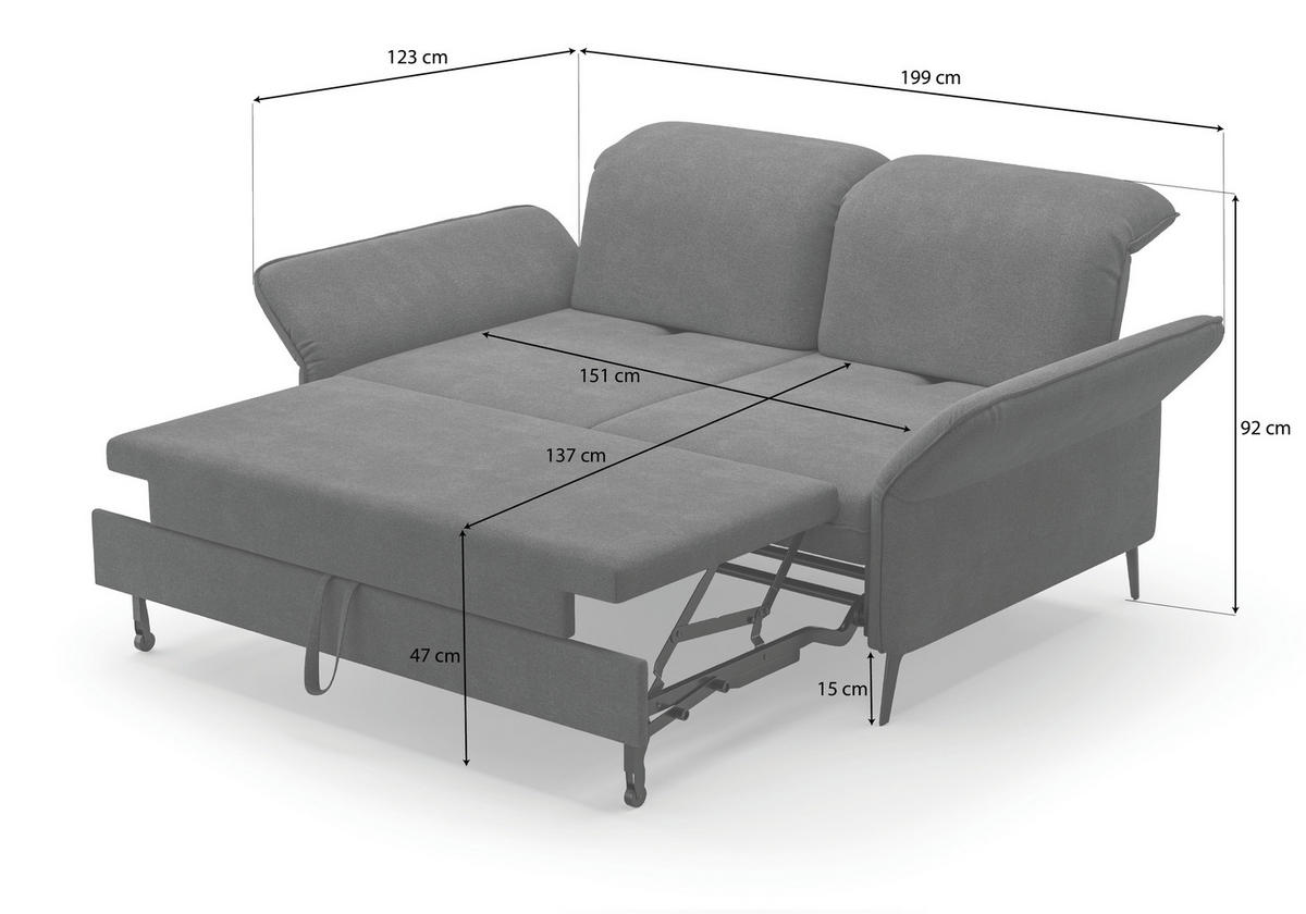 3-SITZER-SOFA in Flachgewebe Hellgrün  - Schwarz/Hellgrün, Konventionell, Textil/Metall (199/92/123cm) - Sit & More