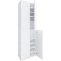 SCHUHSCHRANK Weiß  - Silberfarben/Schwarz, Design, Holzwerkstoff/Kunststoff (70/220/40cm) - MID.YOU