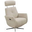 RELAXSESSEL Artù Echtleder Relaxfunktion, Kopfteilverstellung, Rücken echt    - Creme, Design, Leder (71/110/80cm) - Novel