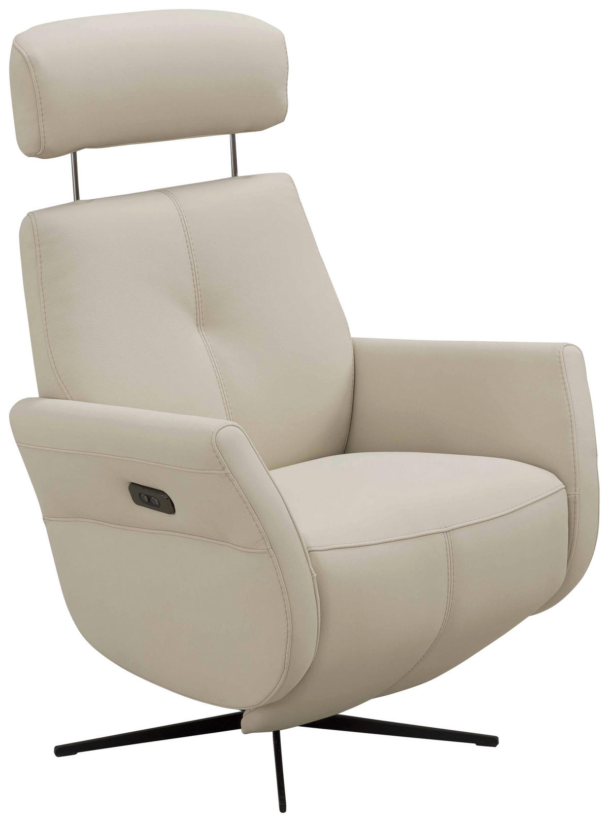 RELAXSESSEL Artù Echtleder Relaxfunktion, Kopfteilverstellung, Rücken echt    - Creme, Design, Leder (71/110/80cm) - Novel