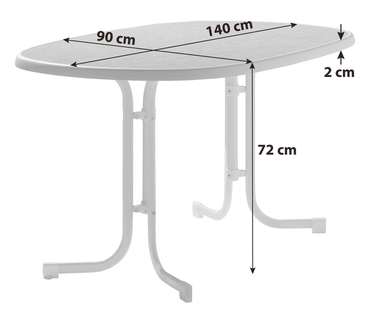 GARTENTISCH 140/90/72 cm Holzwerkstoff oval  - Weiß, MODERN, Holzwerkstoff/Metall (140/90/72cm) - Sieger
