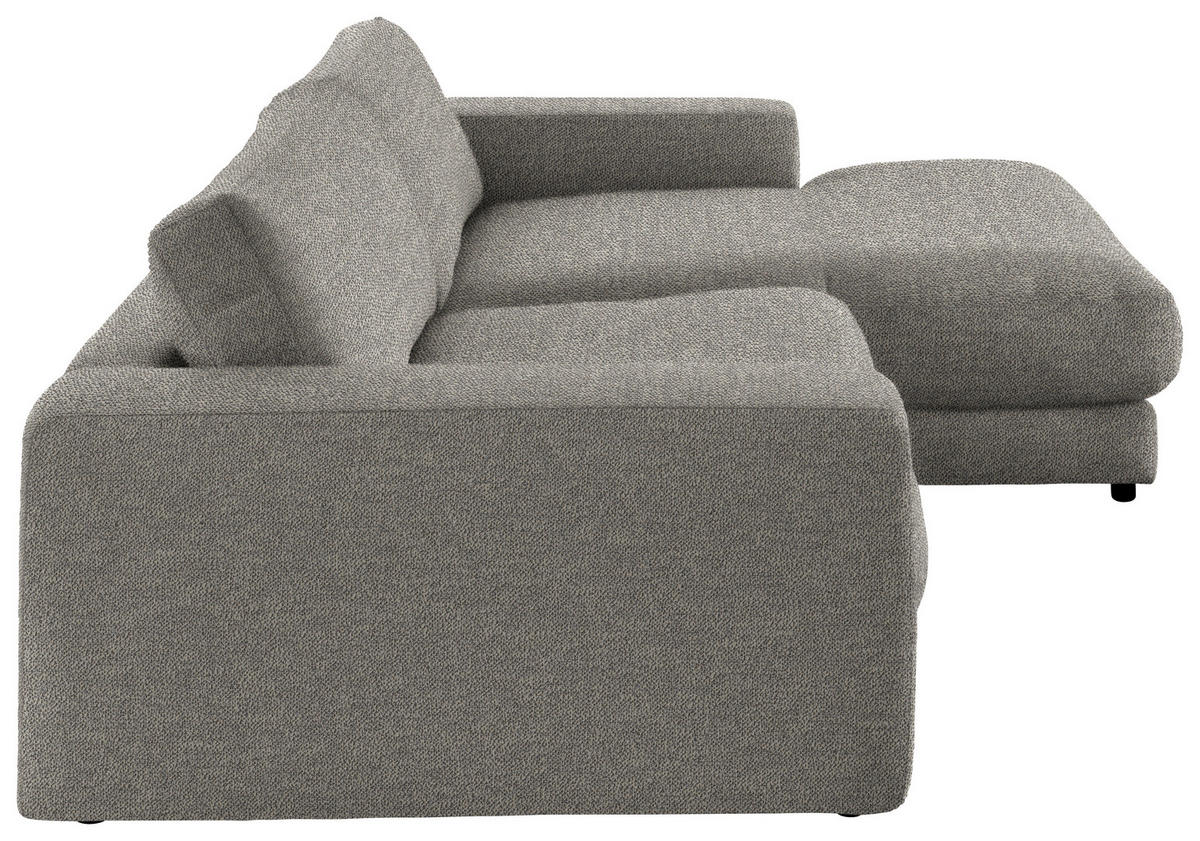 ECKSOFA in Flachgewebe Graubraun  - Graubraun/Schwarz, Design, Kunststoff/Textil (270/190cm) - Lomoco
