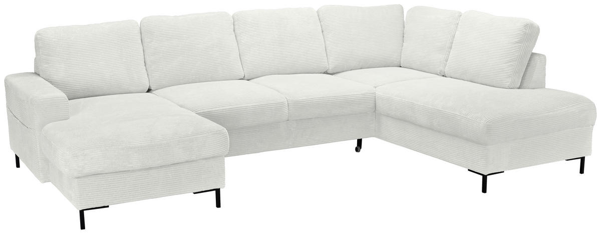 WOHNLANDSCHAFT Creme Cord  - Creme/Schwarz, KONVENTIONELL, Textil/Metall (148/303/197cm) - Carryhome