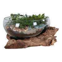 DEKORSKÅL  26/20 cm   - klar/teakfärg, Basics, trä/glas (26/20cm) - Ambia Home