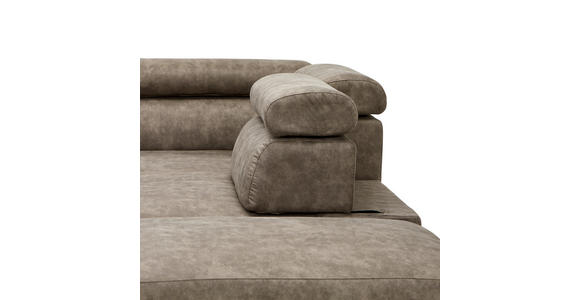 ECKSOFA Taupe Lederlook  - Taupe/Schwarz, Design, Kunststoff/Textil (263/230cm) - Hom`in