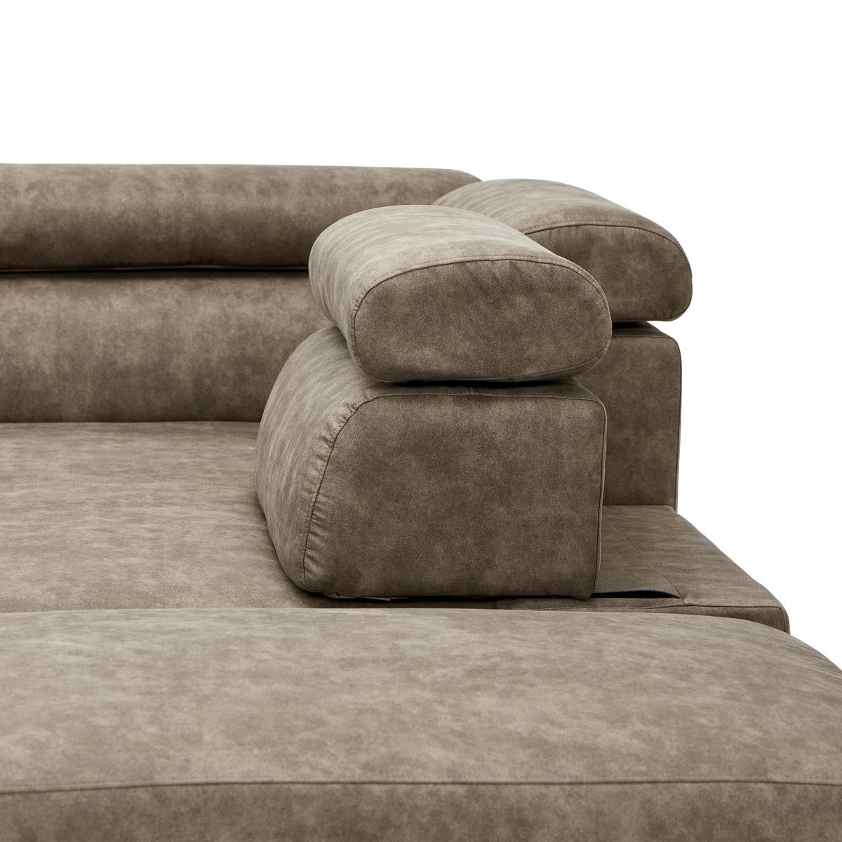 ECKSOFA in Lederlook Taupe  - Taupe/Schwarz, Design, Kunststoff/Textil (263/230cm) - Hom`in