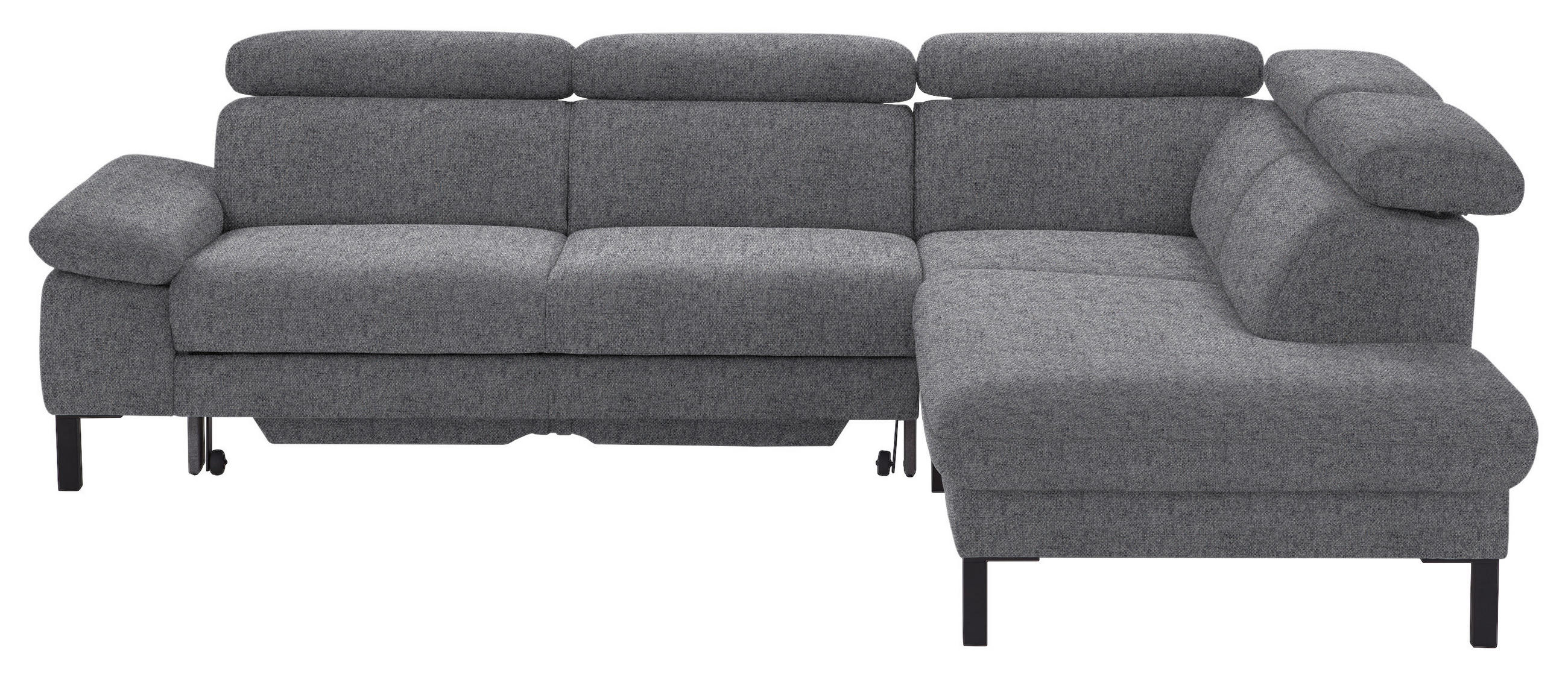 ECKSOFA in Flachgewebe Grau  - Schwarz/Grau, Design, Holzwerkstoff/Textil (272/217cm) - Pure Home Comfort