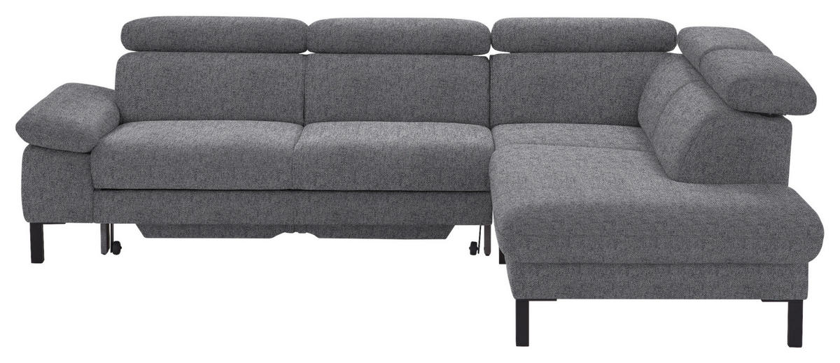 ECKSOFA in Flachgewebe Grau  - Schwarz/Grau, Design, Holzwerkstoff/Textil (272/217cm) - Pure Home Comfort